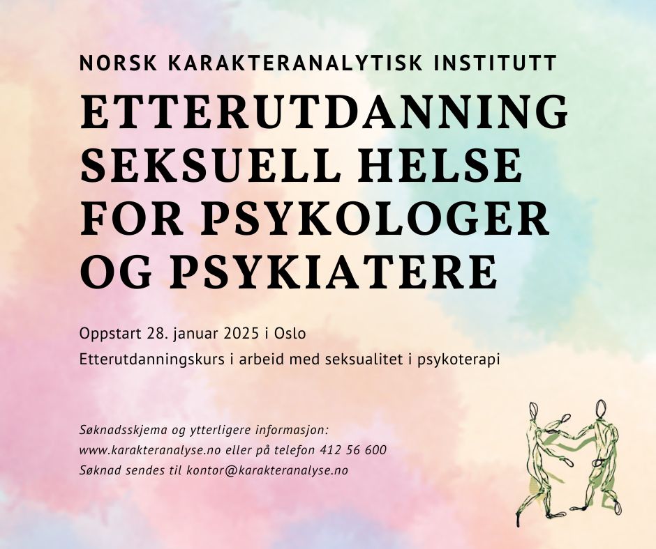 Etterutdanning seksuell helse for psykologer og psykiatere med oppstart 26.08.2024.